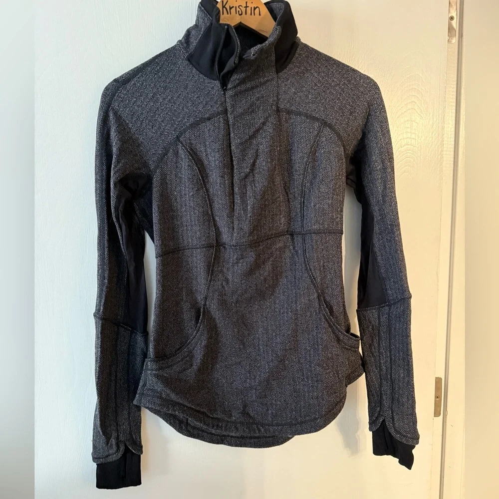 Lululemon Base Runner 1/2 Zip Heathered Herringbone